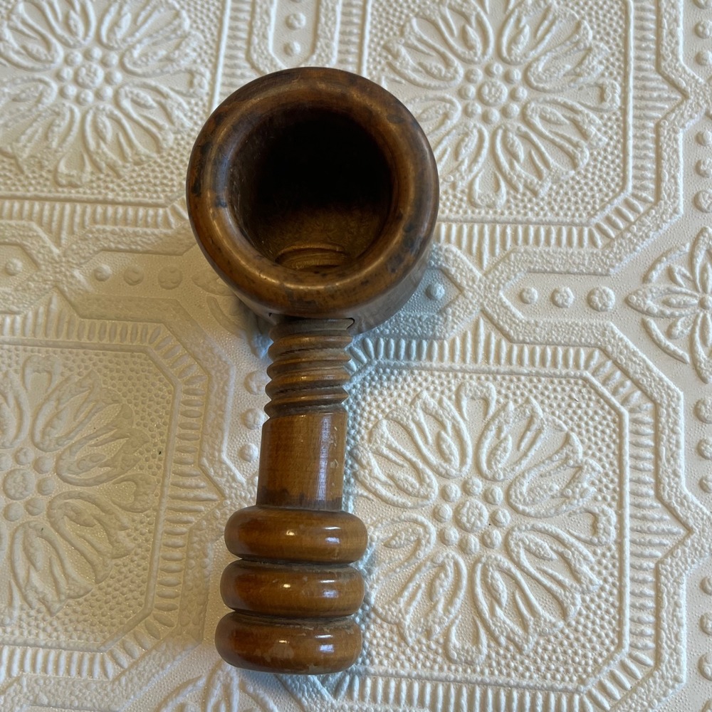 Vintage Wooden Screw Nutcracker Manual Twist Wood Tool Made in France Rustic